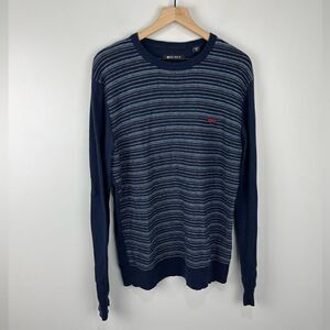 Wolsey Blue Striped 100% Merino Wool Crewneck Sweater XL